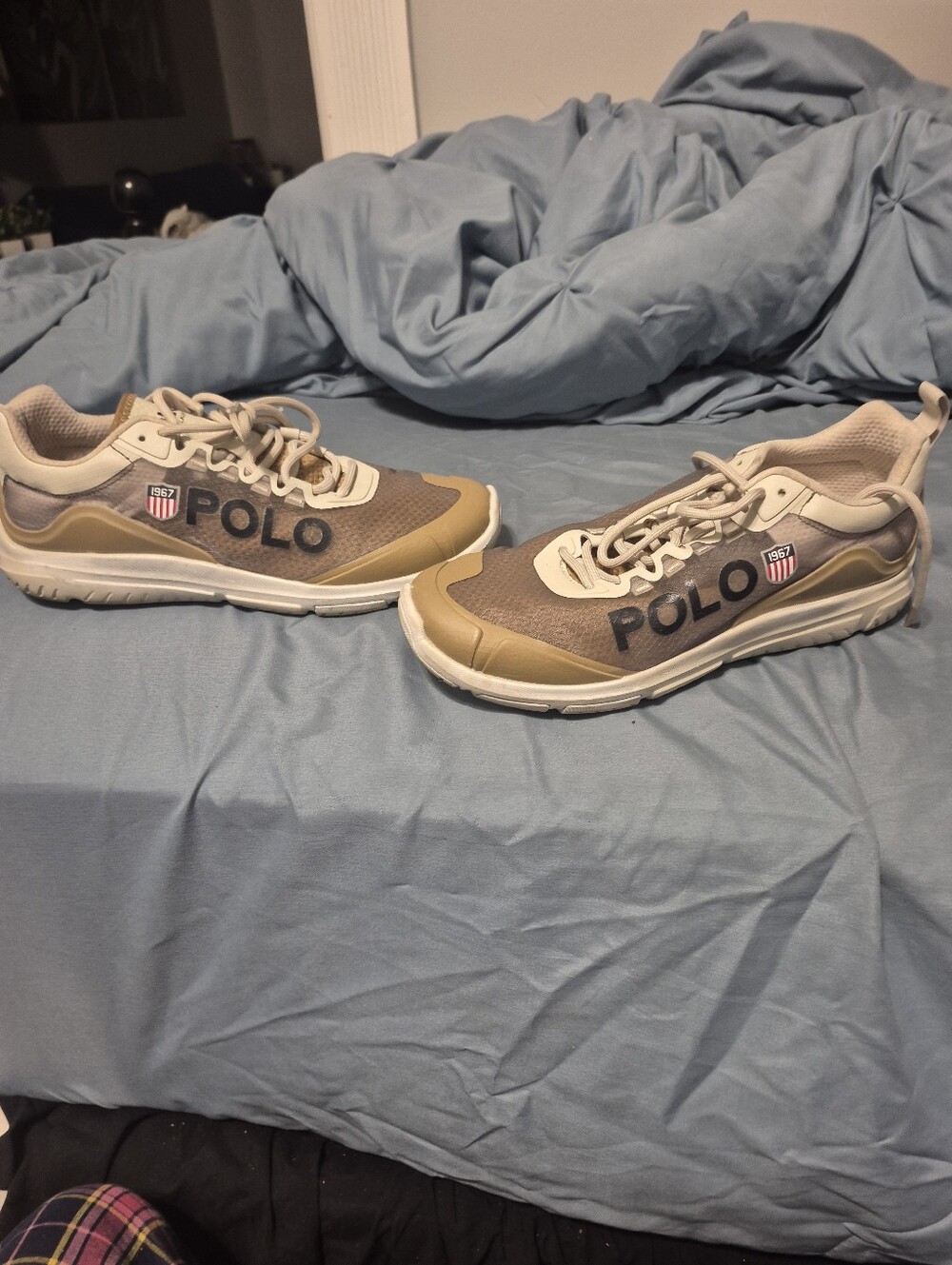 Polo by Ralph Lauren Men’s Tan and Beige Athletic Sneakers
